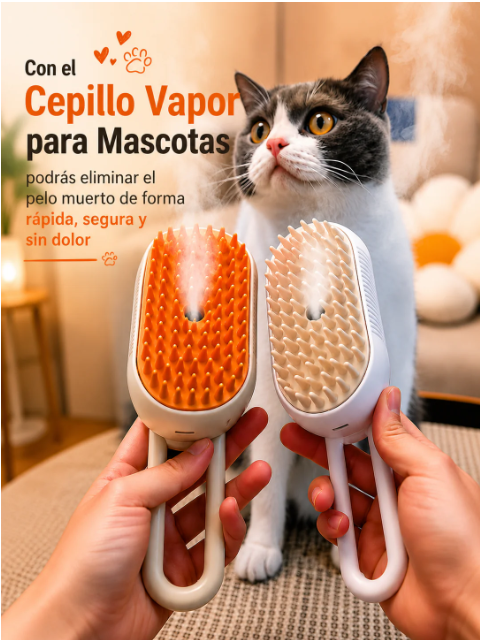 VaporPet Brush™ - Cepillo de vapor 3 em 1 para Mascotas